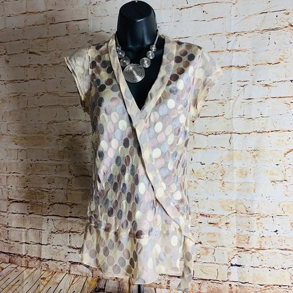 BCBGMaxAzria Polka Dot Silk Blend Blouse - Picture 8 of 8